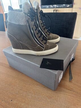 Wedge Sneaker Boot, medium greyish with Faux Shearling